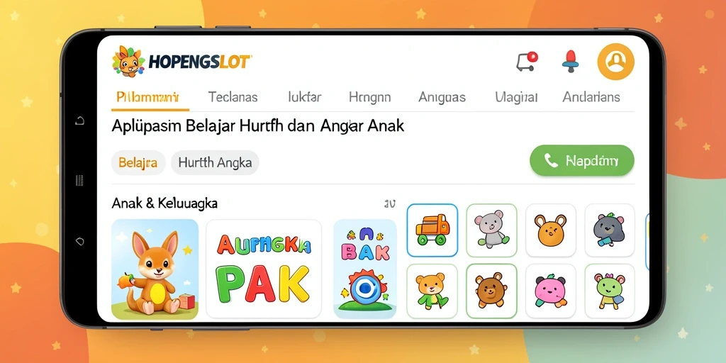 Antarmuka aplikasi HOPENGSLOT yang ceria dan interaktif.