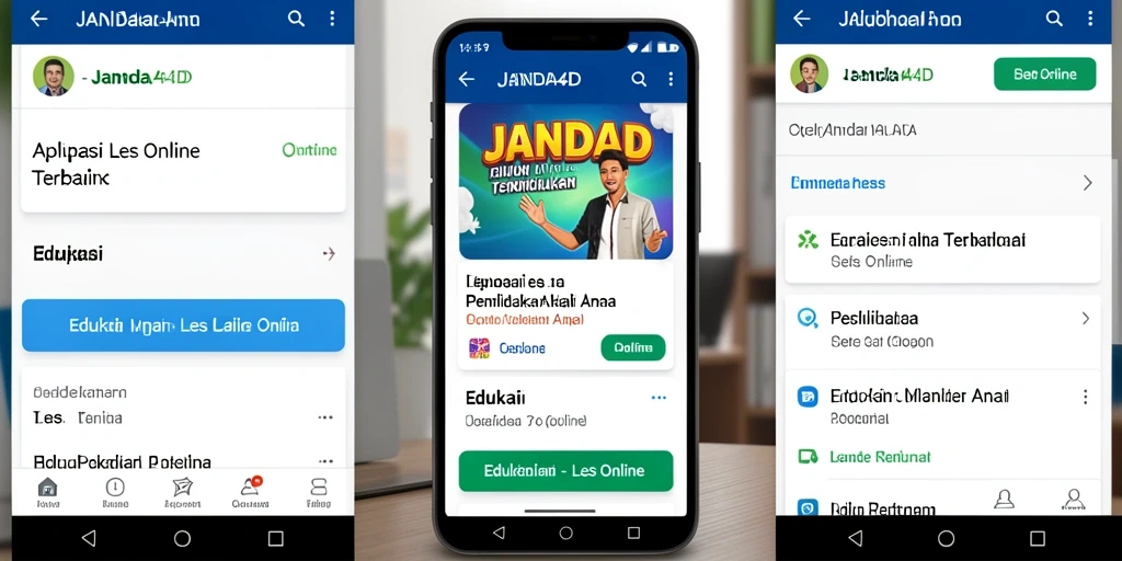 Tampilan antarmuka aplikasi JANDA4D untuk Les Online.