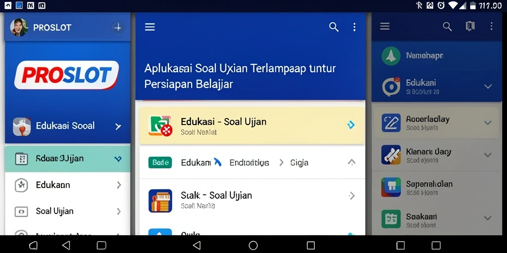 Antarmuka aplikasi PROSLOT untuk latihan Soal Ujian.