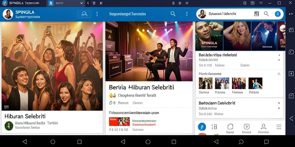 Antarmuka SPINGILA menampilkan berita selebriti dengan menarik.